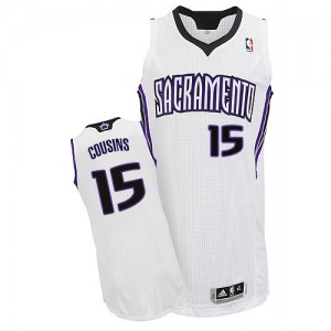 Maillot NBA Sacramento Kings #15 DeMarcus Cousins Blanc Adidas Authentic Home - Homme