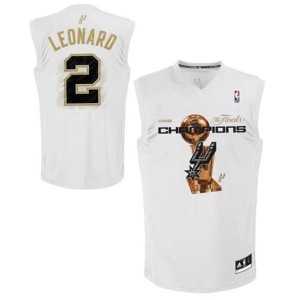 Maillot NBA Authentic Kawhi Leonard #2 San Antonio Spurs 2014 NBA Finals Champions Blanc - Homme