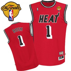 Miami Heat #1 Adidas Hardwood Classics Nights Finals Patch Rouge Authentic Maillot d'équipe de NBA Le meilleur cadeau - Chris Bosh pour Homme
