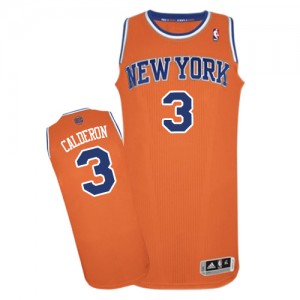 New York Knicks #3 Adidas Alternate Orange Authentic Maillot d'équipe de NBA Prix d'usine - Jose Calderon pour Homme