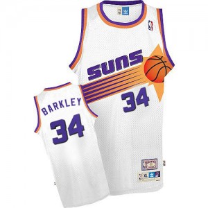 Maillot NBA Blanc Charles Barkley #34 Phoenix Suns Throwback Authentic Homme Mitchell and Ness