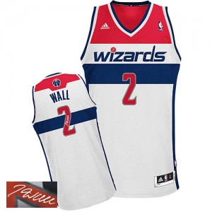 Maillot NBA Blanc John Wall #2 Washington Wizards Home Autographed Authentic Homme Adidas