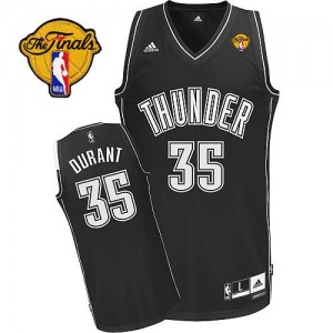 Maillot NBA Swingman Kevin Durant #35 Oklahoma City Thunder Finals Patch Noir Blanc - Homme