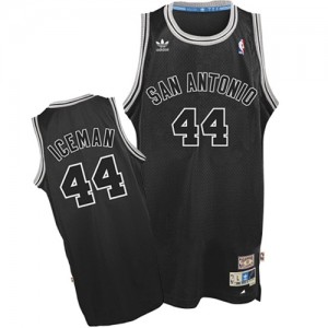 Maillot NBA Noir George Gervin #44 San Antonio Spurs "Iceman" Nickname Authentic Homme Adidas