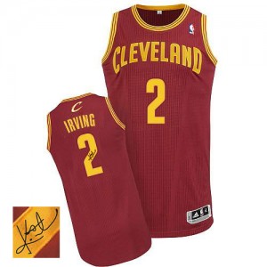 Maillot Adidas Vin Rouge Road Autographed Authentic Cleveland Cavaliers - Kyrie Irving #2 - Homme