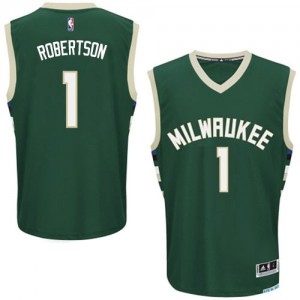 Maillot NBA Milwaukee Bucks #1 Oscar Robertson Vert Adidas Authentic Road - Homme