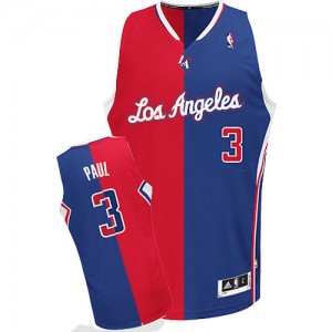 Maillot NBA Rouge Bleu Chris Paul #3 Los Angeles Clippers Split Fashion Authentic Homme Adidas