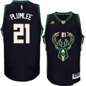 Maillot Authentic Milwaukee Bucks NBA Alternate Noir - #21 Miles Plumlee - Homme