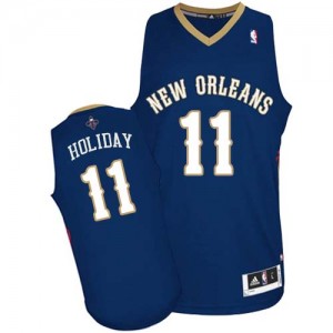 Maillot Authentic New Orleans Pelicans NBA Road Bleu marin - #11 Jrue Holiday - Homme