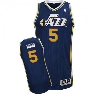 Utah Jazz #5 Adidas Road Bleu marin Authentic Maillot d'équipe de NBA Promotions - Rodney Hood pour Homme