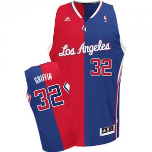Maillot NBA Los Angeles Clippers #32 Blake Griffin Rouge Bleu Adidas Swingman Split Fashion - Homme