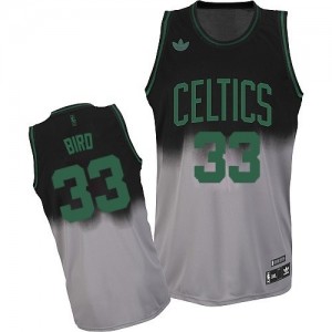 Boston Celtics Larry Bird #33 Fadeaway Fashion Swingman Maillot d'équipe de NBA - Gris noir pour Homme