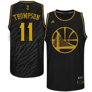 Maillot NBA Golden State Warriors #11 Klay Thompson Noir Adidas Authentic Precious Metals Fashion - Homme