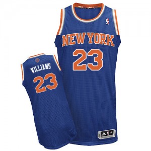 New York Knicks Derrick Williams #23 Road Authentic Maillot d'équipe de NBA - Bleu royal pour Homme