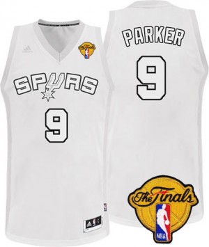 Maillot NBA Blanc Tony Parker #9 San Antonio Spurs Winter On-Court Finals Patch Swingman Homme Adidas