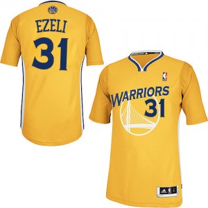 Maillot NBA Golden State Warriors #31 Festus Ezeli Or Adidas Authentic Alternate - Homme