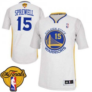 Maillot NBA Authentic Latrell Sprewell #15 Golden State Warriors Alternate 2015 The Finals Patch Blanc - Homme