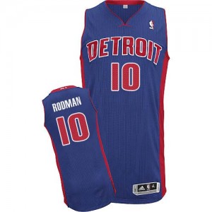 Maillot Adidas Bleu royal Road Authentic Detroit Pistons - Dennis Rodman #10 - Homme