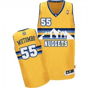 Denver Nuggets Dikembe Mutombo #55 Alternate Authentic Maillot d'équipe de NBA - Or pour Homme
