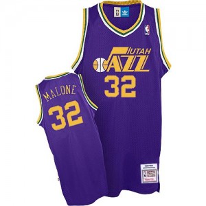 Maillot Authentic Utah Jazz NBA Throwback Violet - #32 Karl Malone - Homme