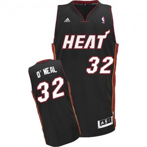 Maillot NBA Miami Heat #32 Shaquille O'Neal Noir Adidas Swingman Road - Homme