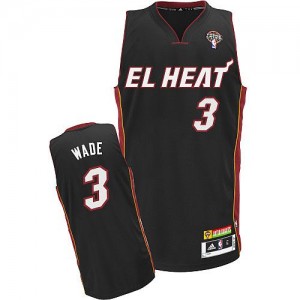 Maillot NBA Noir Dwyane Wade #3 Miami Heat Latin Nights Authentic Homme Adidas