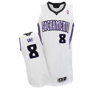 Sacramento Kings Rudy Gay #8 Home Authentic Maillot d'équipe de NBA - Blanc pour Homme