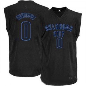 Maillot Adidas Noir Authentic Oklahoma City Thunder - Russell Westbrook #0 - Homme