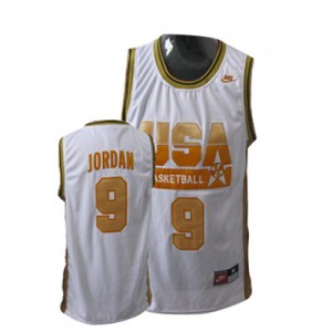 Team USA Nike Michael Jordan #9 Swingman Maillot d'équipe de NBA - No. d'or Rouge pour Homme