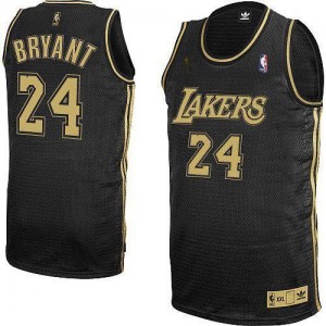 Los Angeles Lakers Kobe Bryant #24 Champions Patch Authentic Maillot d'équipe de NBA - Noir / Gris No. pour Homme