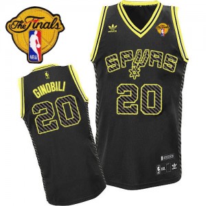 Maillot NBA Noir Manu Ginobili #20 San Antonio Spurs Electricity Fashion Finals Patch Swingman Homme Adidas