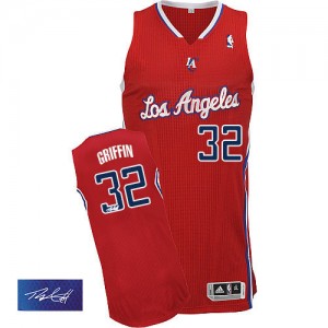 Los Angeles Clippers #32 Adidas Road Autographed Rouge Authentic Maillot d'équipe de NBA Magasin d'usine - Blake Griffin pour Homme