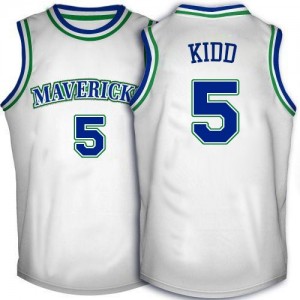 Maillot NBA Dallas Mavericks #5 Jason Kidd Blanc Adidas Authentic Throwback - Homme