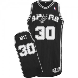Maillot NBA Noir David West #30 San Antonio Spurs Road Authentic Enfants Adidas