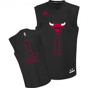 Maillot Authentic Chicago Bulls NBA New Fashion Noir - #1 Derrick Rose - Homme