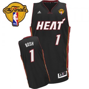 Maillot NBA Noir Chris Bosh #1 Miami Heat Road Finals Patch Swingman Homme Adidas