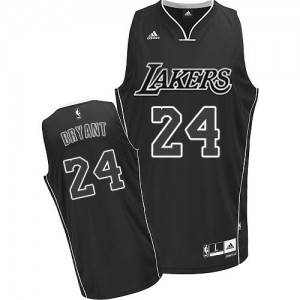 Maillot NBA Los Angeles Lakers #24 Kobe Bryant Noir Blanc Adidas Swingman - Homme