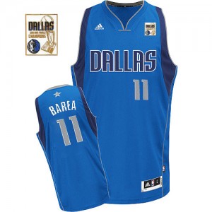 Maillot NBA Bleu royal Jose Barea #11 Dallas Mavericks Road Champions Patch Swingman Homme Adidas