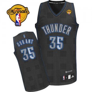 Maillot NBA Noir Kevin Durant #35 Oklahoma City Thunder Rhythm Fashion Finals Patch Authentic Homme Adidas