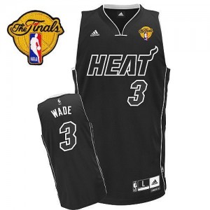 Miami Heat #3 Adidas Shadow Finals Patch Noir Swingman Maillot d'équipe de NBA en ligne - Dwyane Wade pour Homme