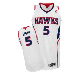 Maillot NBA Atlanta Hawks #5 Josh Smith Blanc Adidas Authentic Home - Homme