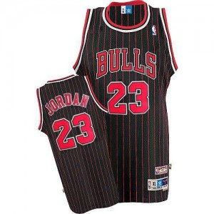 Maillot Authentic Chicago Bulls NBA Strip Noir Rouge - #23 Michael Jordan - Femme