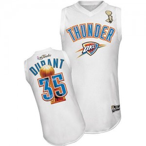 Maillot NBA Blanc Kevin Durant #35 Oklahoma City Thunder 2012 Finals Authentic Homme Adidas