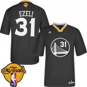 Maillot NBA Golden State Warriors #31 Festus Ezeli Noir Adidas Swingman Alternate 2015 The Finals Patch - Homme
