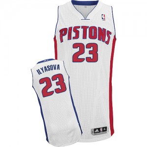Maillot NBA Detroit Pistons #23 Ersan Ilyasova Blanc Adidas Authentic Home - Homme
