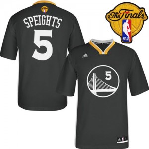 Maillot NBA Golden State Warriors #5 Marreese Speights Noir Adidas Authentic Alternate 2015 The Finals Patch - Homme