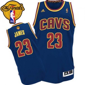 Maillot NBA Cleveland Cavaliers #23 LeBron James Bleu marin Adidas Authentic CavFanatic 2015 The Finals Patch - Homme