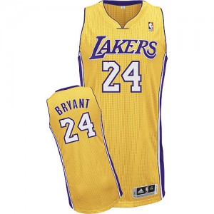 Maillot NBA Los Angeles Lakers #24 Kobe Bryant Or Adidas Authentic Home - Homme