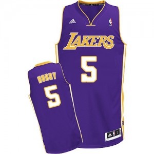 Maillot NBA Violet Robert Horry #5 Los Angeles Lakers Road Swingman Homme Adidas