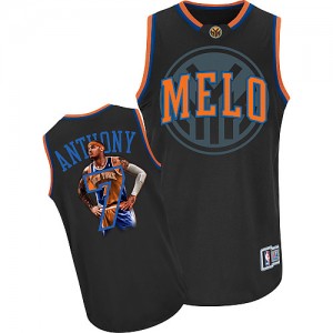 Maillot NBA New York Knicks #7 Carmelo Anthony Noir Adidas Authentic Notorious - Homme